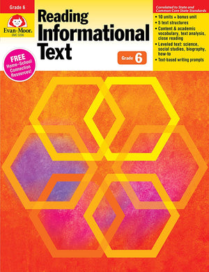 Reading Informational Text, Grade 6 Evan Moor Educational Publishers Children | المعرض المصري للكتاب EGBookfair