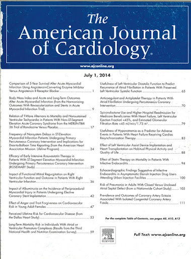 The American Journal Of Cardiology July 1, 2014